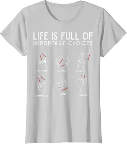 Vista 26 de Tipos de béisbol Pitches Life Choices Jugador Camiseta