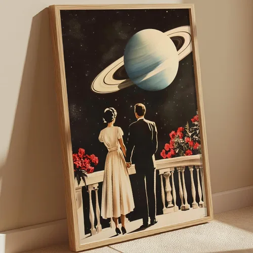 Vista 10 de Arte de pared de la Tierra desde la luna, póster de viaje espacial de la luna, impresión en lienzo de astronomía vintage, imágenes de astronomía