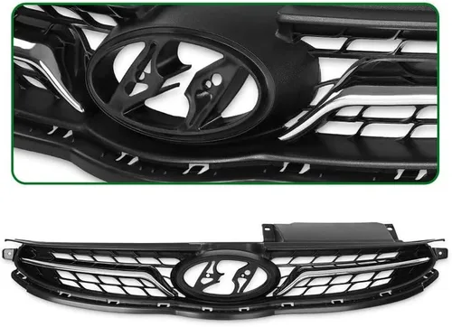 Vista 5 de Parrilla de parachoques superior e inferior compatible con Hyundai Elantra GLS/GL/L/L/Limited Chrome Trim 2 piezas