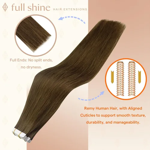 Vista 37 de Full Shine - Extensiones de cabello humano con cinta, mezcla de rubio hongo # 8 castaño ceniza resaltado 60 rubio ceniza