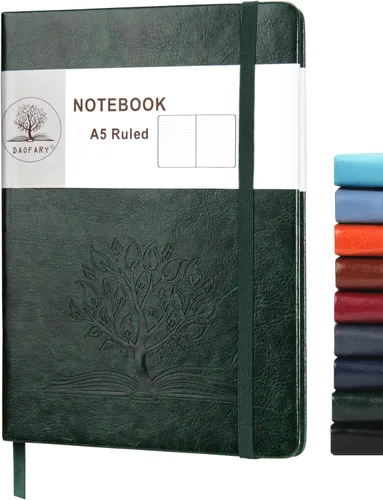 Vista 21 de Daofary Cuaderno de puntos con soporte para bolígrafo, cuaderno de cuadrícula de puntos A5 con 160 páginas, papel grueso de 2.95 oz/yd², diario