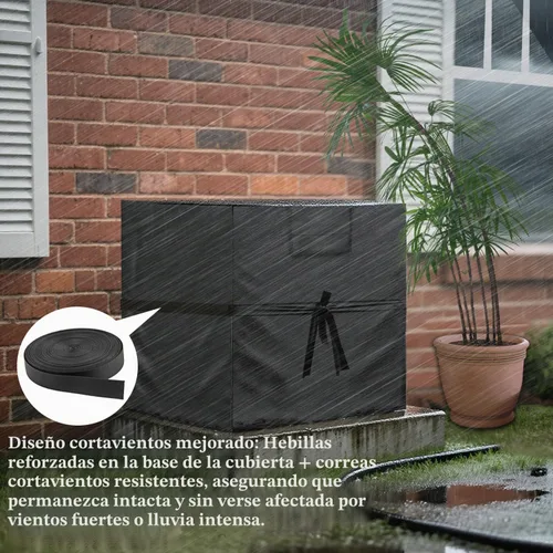 Vista 2 de Cubierta de Aire Acondicionado para Unidades Exteriores con Correas Resistentes al Viento y Hebillas Reforzadas 420D Cubiertas Cuadradas de CA
