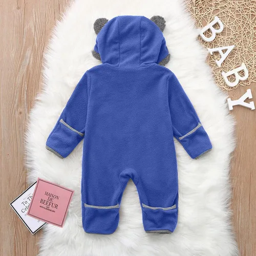 Vista 2 de Chaqueta de felpa para bebé niña con orejas de oso de dibujos animados abrigo grueso para niños y bebés