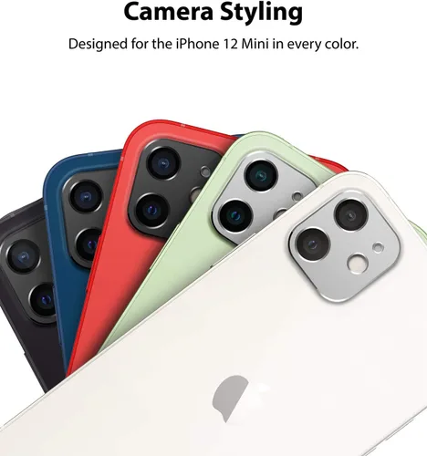Vista 3 de Ringke Estilo de cámara compatible con iPhone 12 Mini protector de lente de cámara - Plata