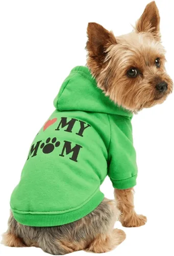 Vista 8 de Camiseta para mascotas con texto en inglés "I Love My Mom", para perros pequeños, XS, azul