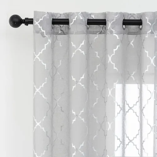 Vista 12 de Kotile Cortinas traslúcidas color blanco dorado para dormitorio, 52 x 63 Oro blanco