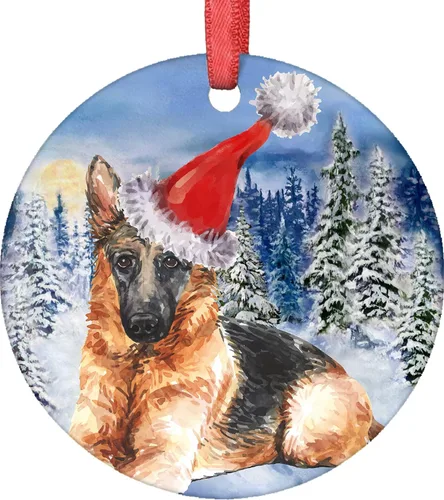 Vista 14 de Adorno de Navidad 2021 Perro Coton De Tulear Santa Porcelana Adorno de Navidad Coton De Tulear Cachorro Mascota Adornos de Árbol de Navidad Redondo