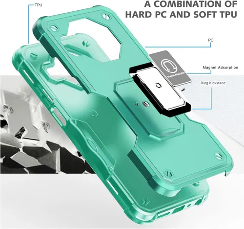 Vista 6 de Funda compatible con Samsung Galaxy S23 Plus 5G, paquete de 2 protectores de pantalla HD, [grado militar], funda protectora híbrida resistente a