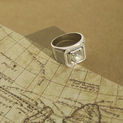Vista 5 de Anillos de moissanita para hombre, 1 quilate de 0.256in, centro solitario, moissanita, anillo de boda para hombre, aniversario, cumpleaños, promesa