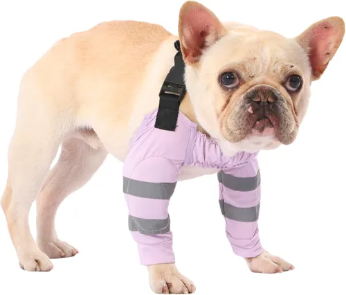 Vista 9 de PetWarm Manga de pierna delantera para perro, mangas ajustables para codo para perro con tiras reflectantes, manga de recuperación suave