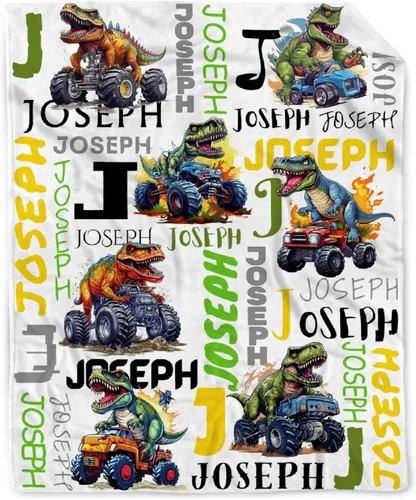 Vista 71 de Manta de regalo personalizada de dinosaurio con nombre para niñas, niños, recién nacidos, dinosaurio, manta personalizada para envolver al bebé