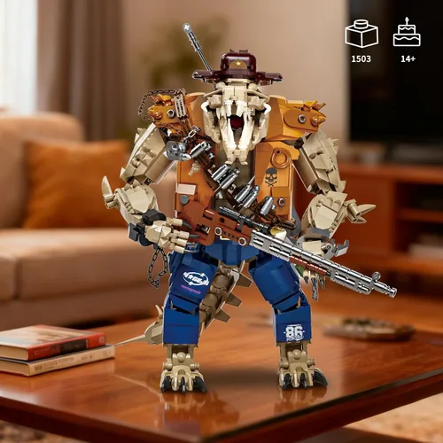 Vista 6 de Mov stone Cowboy - Juego de construcción de cocodrilo con cabeza articulada, compatible con Lego adultos, manos, pies y mandíbula, 1503 piezas
