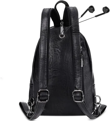 Vista 2 de Bolso tipo mochila pequeña de piel PU convertible para mujer, bolsa de hombro para damas