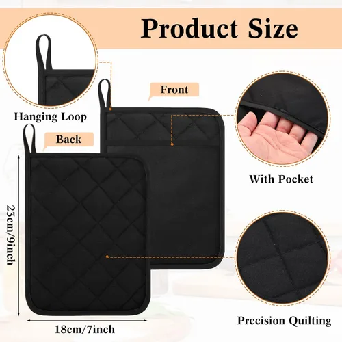 Vista 2 de Hoolerry 20 Piezas Agarraderas para Ollas con Bolsillo Sublimación 7x9'' Algodón Agarraderas para Ollas de Horno al Por Mayor con Lazos para Colgar