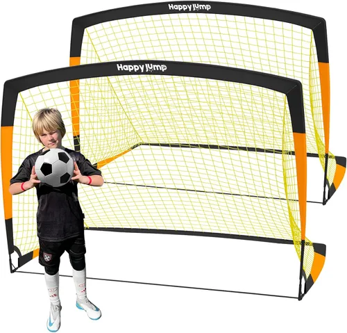 Vista 15 de Happy Jump Portería de fútbol 7'x5', 6.6'x3.3', 5'x3.6', 4'x3', 3'x2.2' Red de fútbol para patio trasero de niños