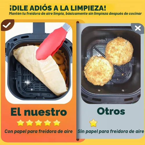 Vista 4 de BYKITCHEN 120 forros pequeños para freidora de aire de 5.5 pulgadas