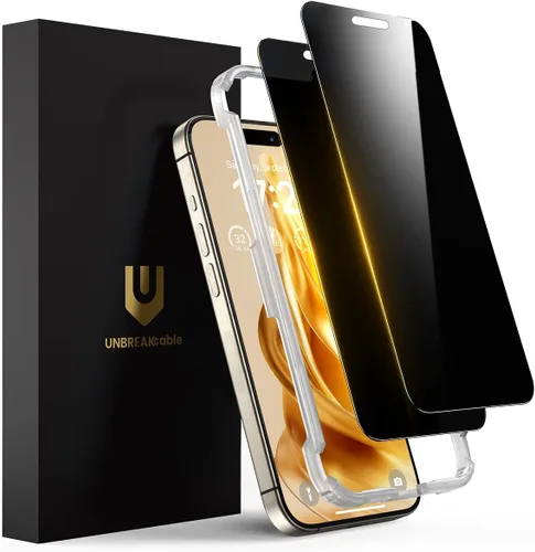 Vista 12 de UNBREAKcable Protector de pantalla de privacidad para iPhone 15, cobertura completa, vidrio templado inastillable [borde a borde]