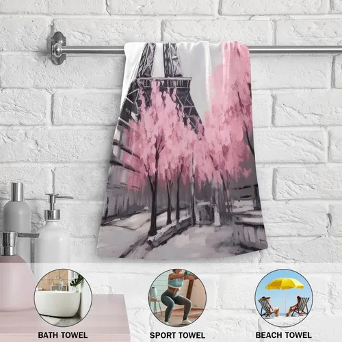 Vista 6 de Kigai Pink Paris Tower - Juego de 2 toallas de mano suaves y absorbentes, toallas decorativas para baño, spa, gimnasio, 28 x 14 pulgadas