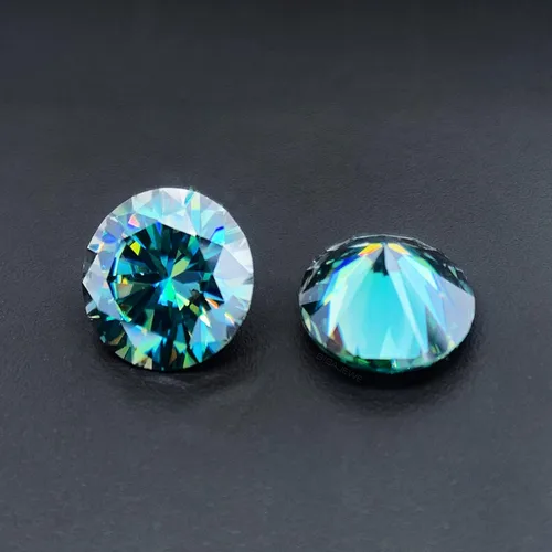 Vista 2 de 0.256 in 1.0ct VVS1 Moissanita verde azul redondo excelente corte Moissanita piedras preciosas sueltas para la fabricación de joyas