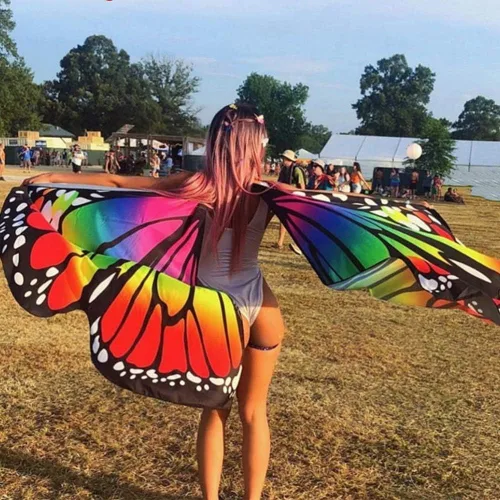 Vista 5 de Capa de alas de mariposa de Halloween para mujer, disfraz de mariposa de Halloween con diadema de antenas