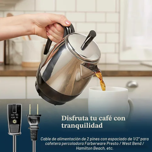 Vista 6 de HASMX Cable de alimentación de repuesto para percolador de 36 pulgadas para Presto Percolator 0281104 0281105 0261105, cable de 2 pines