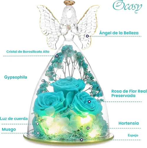Vista 2 de Ocosy Regalos de rosas para el Día de la Madre para ella, regalos de rosas grandes para mujeres, rosas reales para siempre en figuras de ángel