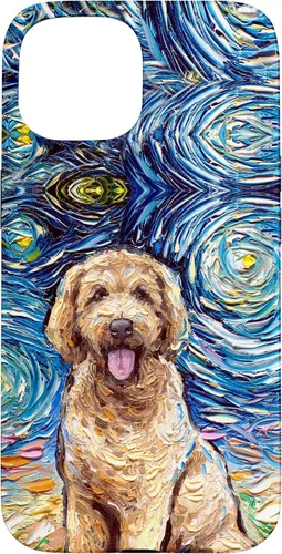Vista 6 de Cute Goldendoodle Starry Night Doodle Dog Art by Aja Case for iPhone 17