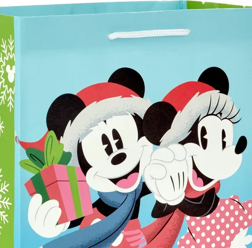 Vista 6 de Hallmark Bolsas de regalo de Navidad de Mickey y Minnie en varios tamaños (4 bolsas: 2 medianas de 9 pulgadas, 2 grandes de 13 pulgadas) para niños