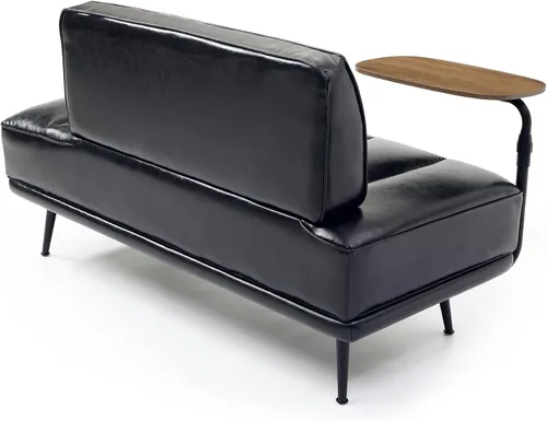 Vista 5 de 55" Inch Width Modern End of Bed Bench Faux Leather Upholstered with Side Table, 360-Degree Swivel Tray Couch,Entryway Ottoman,Window Bench with