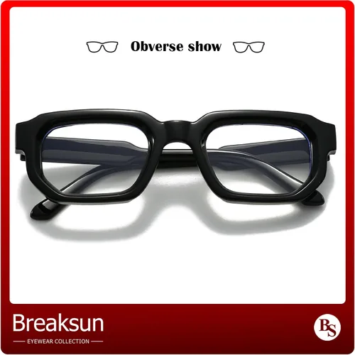 Vista 5 de Breaksun Square Thick Frame Glasses for Women Men Retro Rectangle Blue Light Glasses Small Square Chunky Eyeglasses