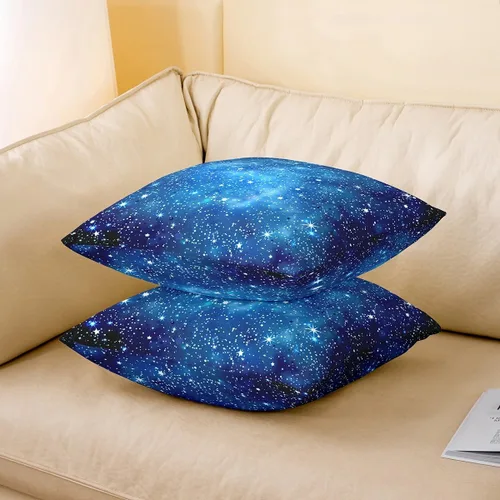 Vista 3 de Juego de 2 fundas de almohada de galaxia de 16 x 16 pulgadas, fundas de almohada decorativas suaves para espacio exterior impresas en 3D, fundas