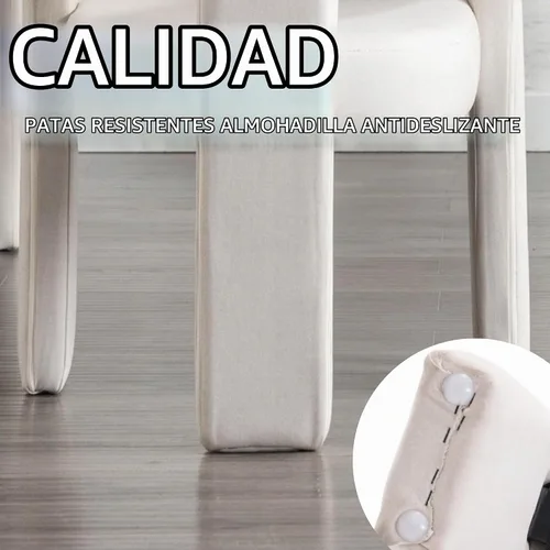 Vista 6 de RIVOVA Silla de comedor moderna de barril, silla lateral acolchada en lino con brazos cómoda para tocador, silla para comedor, sala de estar
