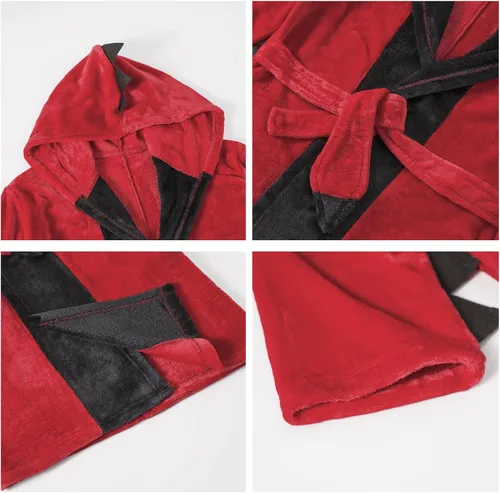Vista 5 de LOLANTA Bata de baño para niños y niñas, con capucha, forro polar de dinosaurio, suave, con cinturón, ropa de dormir suave