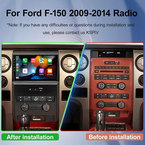 Vista 2 de [4+64GB] Android 13 Car Stereo Upgrade para Ford F150 2009 2010 2011 2012 2013 2014 Soporte de radio inalámbrico Carplay Android Auto 9 '' IPS