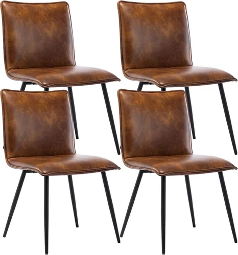 Vista 10 de DUHOME Juego de 4 sillas de comedor de piel sintética para restaurante camel