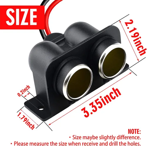 Vista 2 de Divisor de enchufe de encendedor de cigarrillos de 2 vías, impermeable, 12 V, repuesto de enchufe de adaptador de corriente dual para automóvil, RV