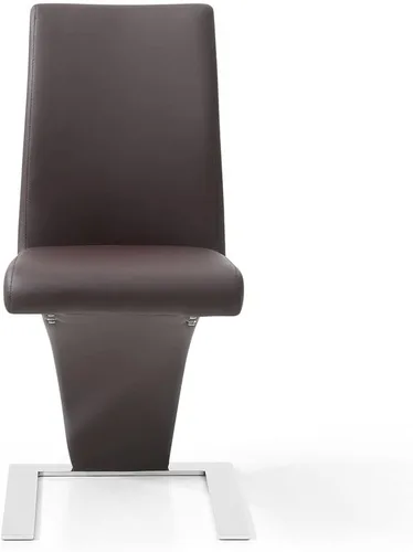 Vista 4 de ZURI Muebles Silla de comedor moderna Mesa en cuero sintético marrón y acero inoxidable