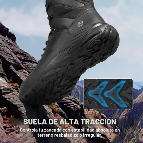 Vista 4 de NINGO Men's Military Tactical Waterproof Boots, Non Slip Work Boots for Men Negro
