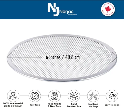 Vista 9 de Norjac Rejilla para pizza de 16 pulgadas, paquete de 6 – Malla de aluminio para horno, sin costuras, libre de óxido, bandejas de hornear duraderas