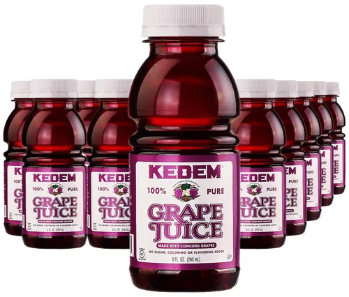 Vista 4 de Kedem Jugo de uva, botella de plástico sin BPA de 8 onzas (paquete de 12) fabricada con uvas Concord, certificado Kosher