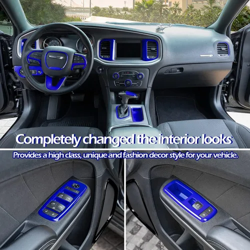 Vista 2 de LAIKOU - Juego completo de 20 piezas de accesorios interiores para Dodge Charger 2015-2024 Interruptores de control de elevación de ventanas