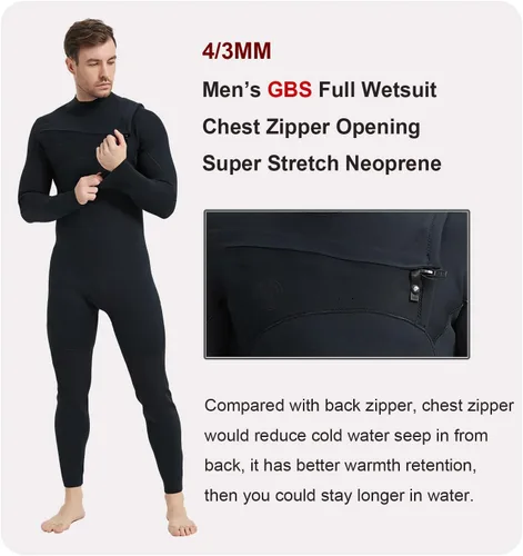 Vista 2 de Lemorecn Traje de neopreno súper elástico con cremallera en el pecho de 4/3