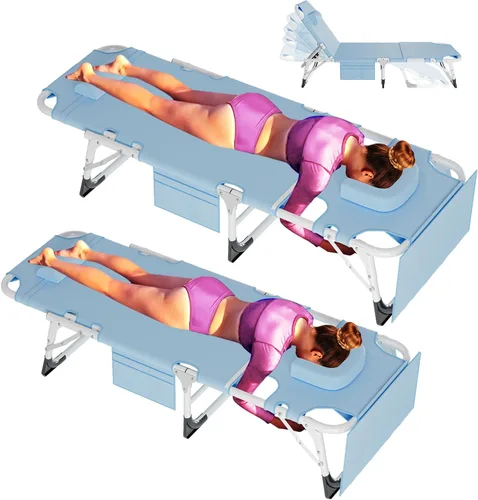 Vista 10 de ABORON - Silla de bronceado 3 en 1 extragrande con tapete y reposabrazos, tumbonas plegables resistentes, 5 posiciones para exteriores, para playa