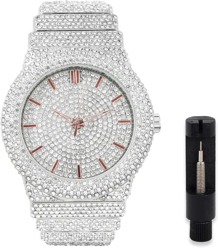 Vista 10 de ICE STAR Reloj de diamantes completamente incrustado para hombre, caja de 46mm