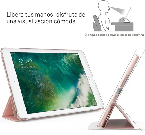Vista 6 de MoKo Funda para iPad 9.7 2018/2017 de 5ª / 6ª Generación - Funda delgada y ligera con soporte para Smartphone con parte trasera translúcida