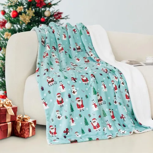 Vista 20 de Elegant Comfort - Manta reversible y ultra suave de franela con forro polar - Manta de sherpa navideña de invierno - Ligera, suave y acogedora