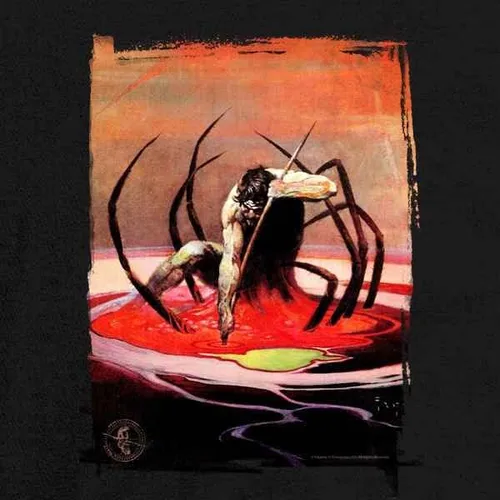 Vista 3 de Pop Threads Frank Frazetta Spider Fantasy Art Graphic Camiseta para hombre