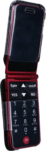 Vista 5 de Funda de cuero ajustable para Alcatel GreatCall Jitterbug Flip Phone para personas mayores, características: clip de cinturón giratorio, protección