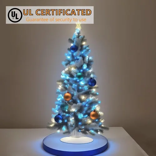 Vista 4 de Luces LED de Navidad Aqua de 50 pies, 100 unidades - Exteriores, Grado Comercial, Impermeable, Cable Verde, Navidad, IP65, UL Listado