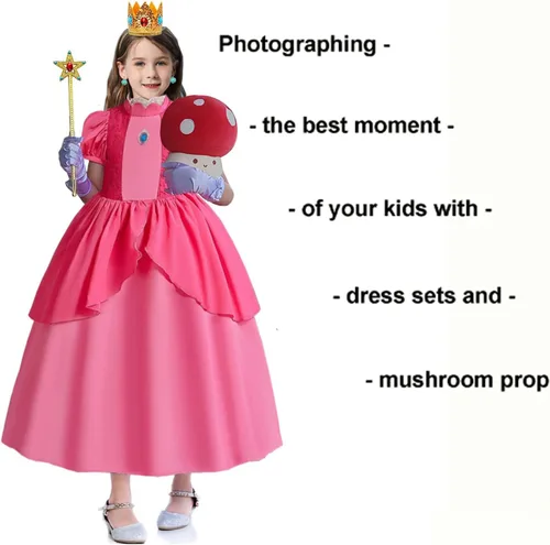 Vista 5 de Vestidos de princesa para niñas, disfraz de princesa, cosplay, fiesta de Halloween, accesorios de vestir, corona